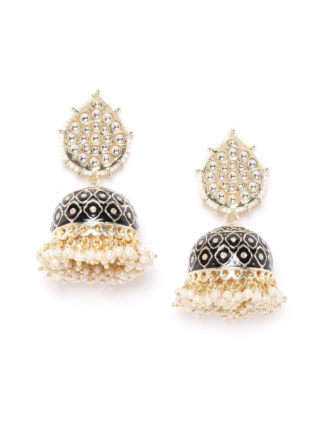 Black Kundan Handcrafted Teardrop Jhumka