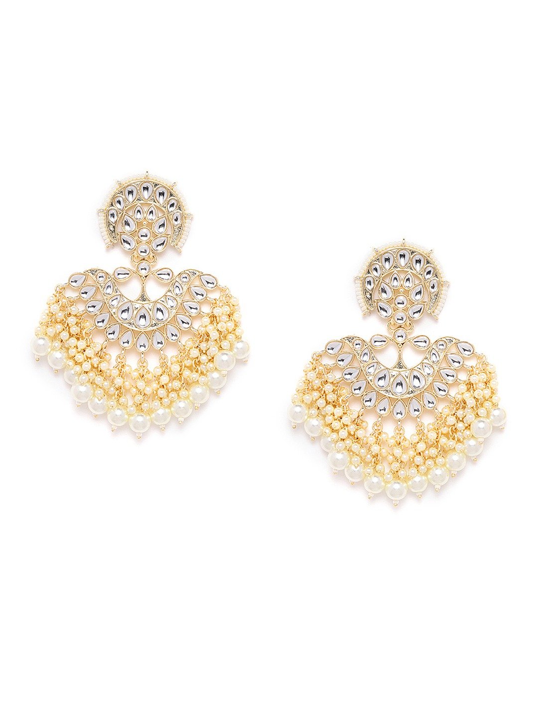 Off-White Beaded Crescent Handcrafted Jhumka