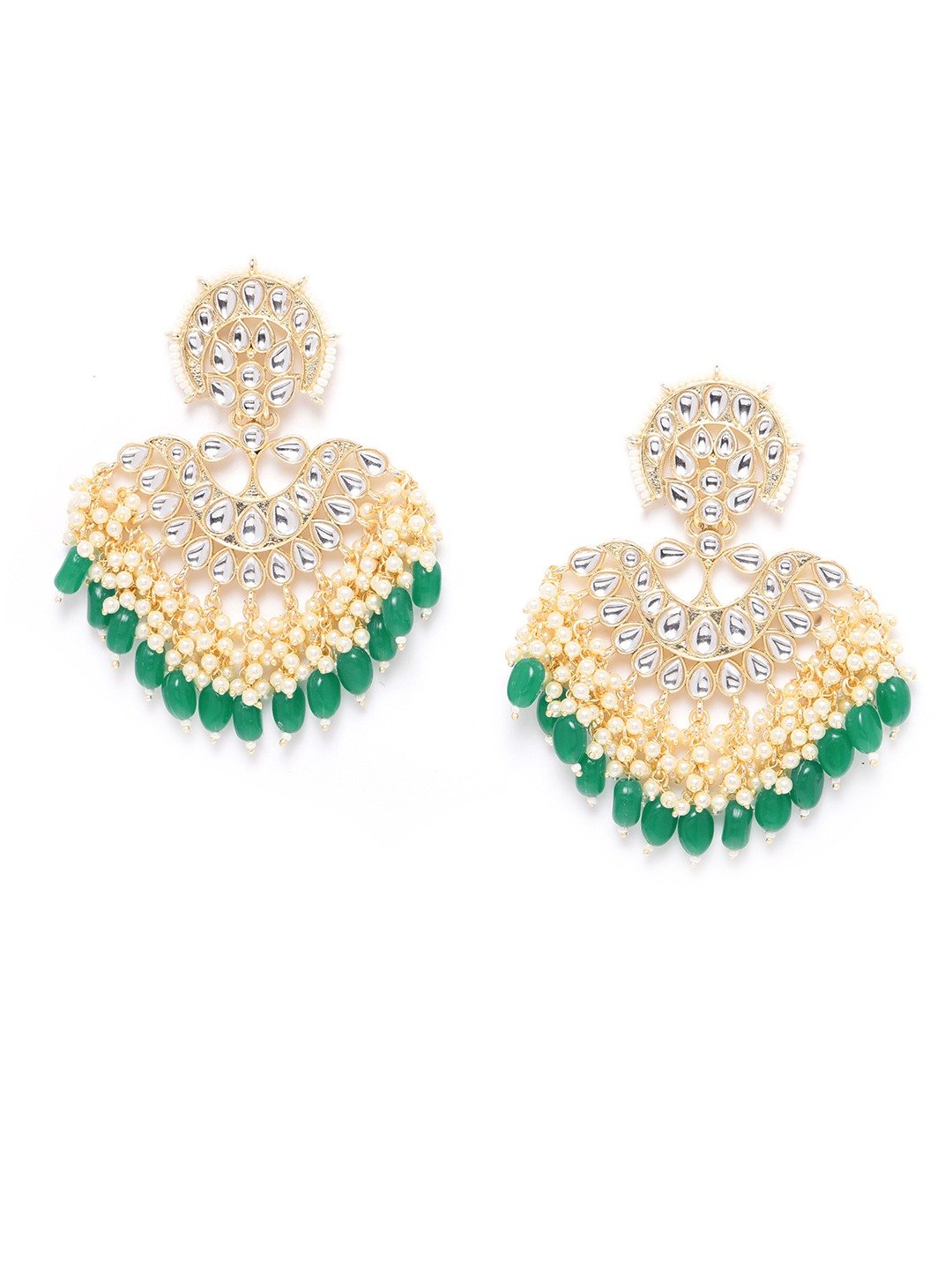Green Beaded Crescent Handcrafted Jhumka