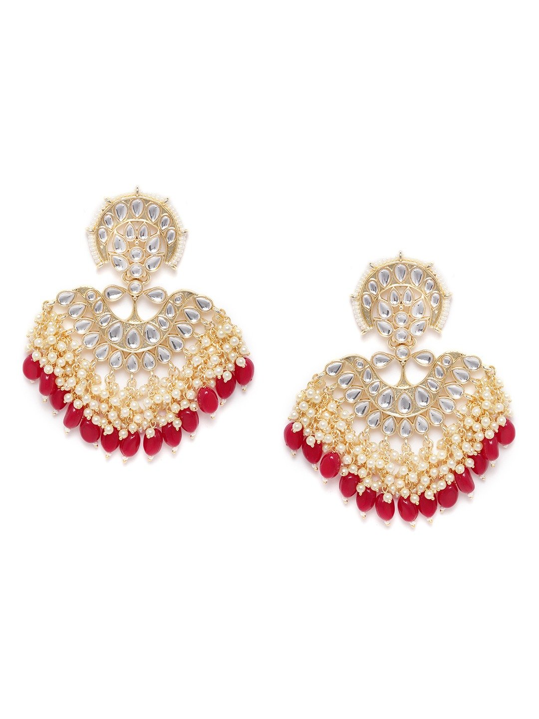 Maroon Beaded Crescent Handcrafted Jhumka
