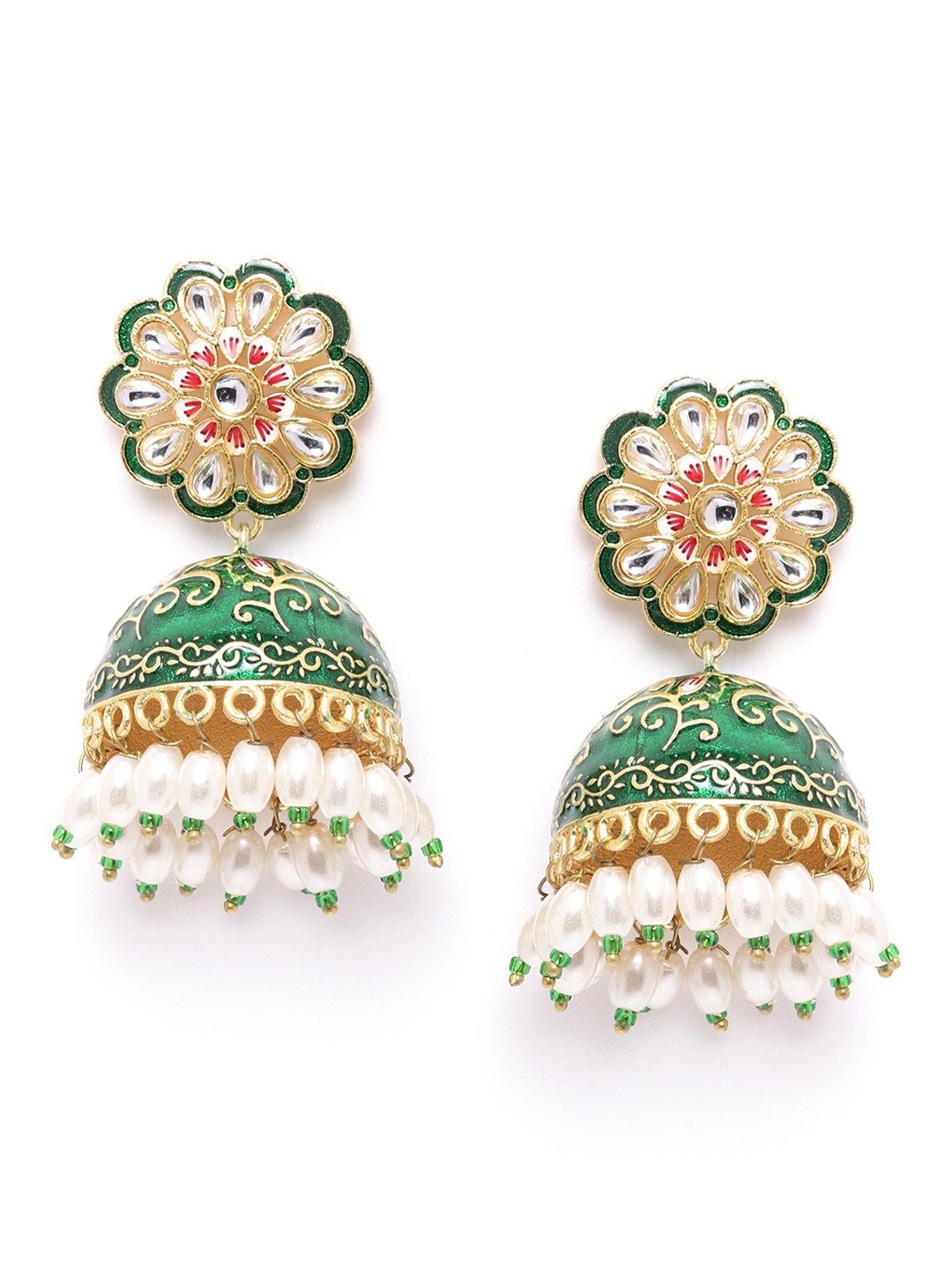 Green Flower Handcrafted Jhumka