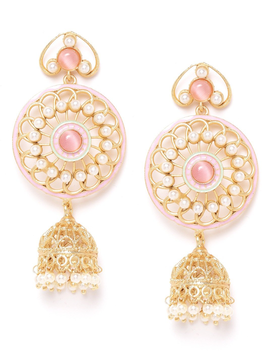 Light Pink & Gold Floral Handcrafted Earring