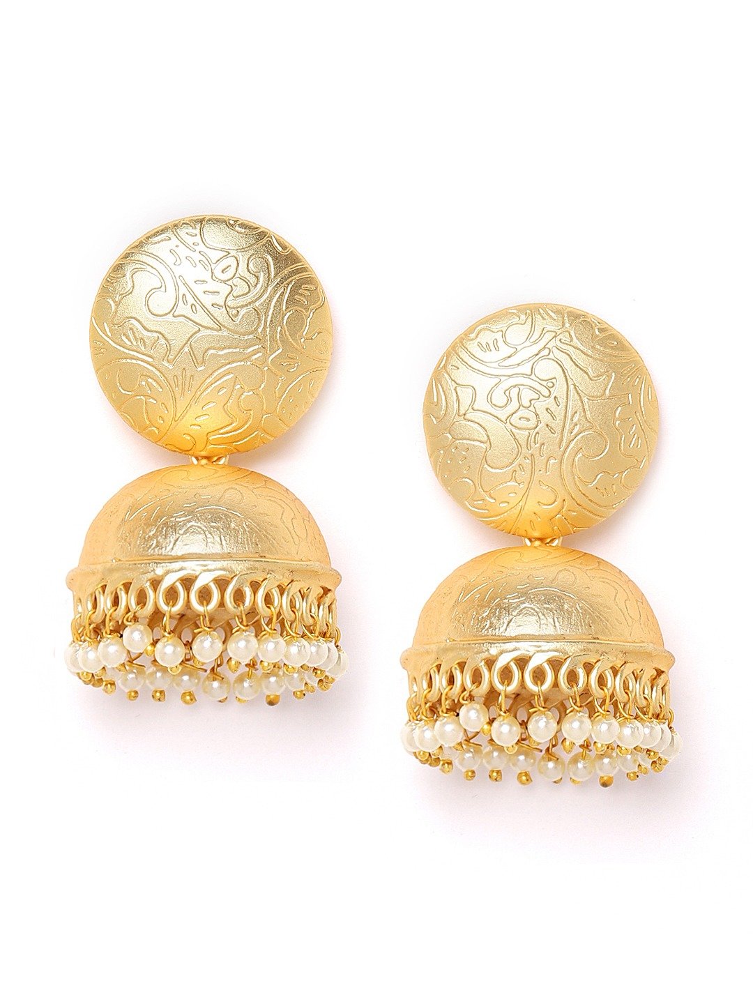 Golden Round Handcrafted Dome Jhumki