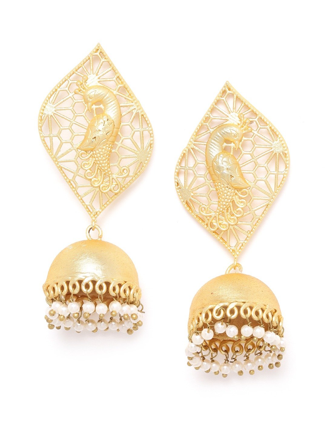 Golden Peacock Jhumki Earring