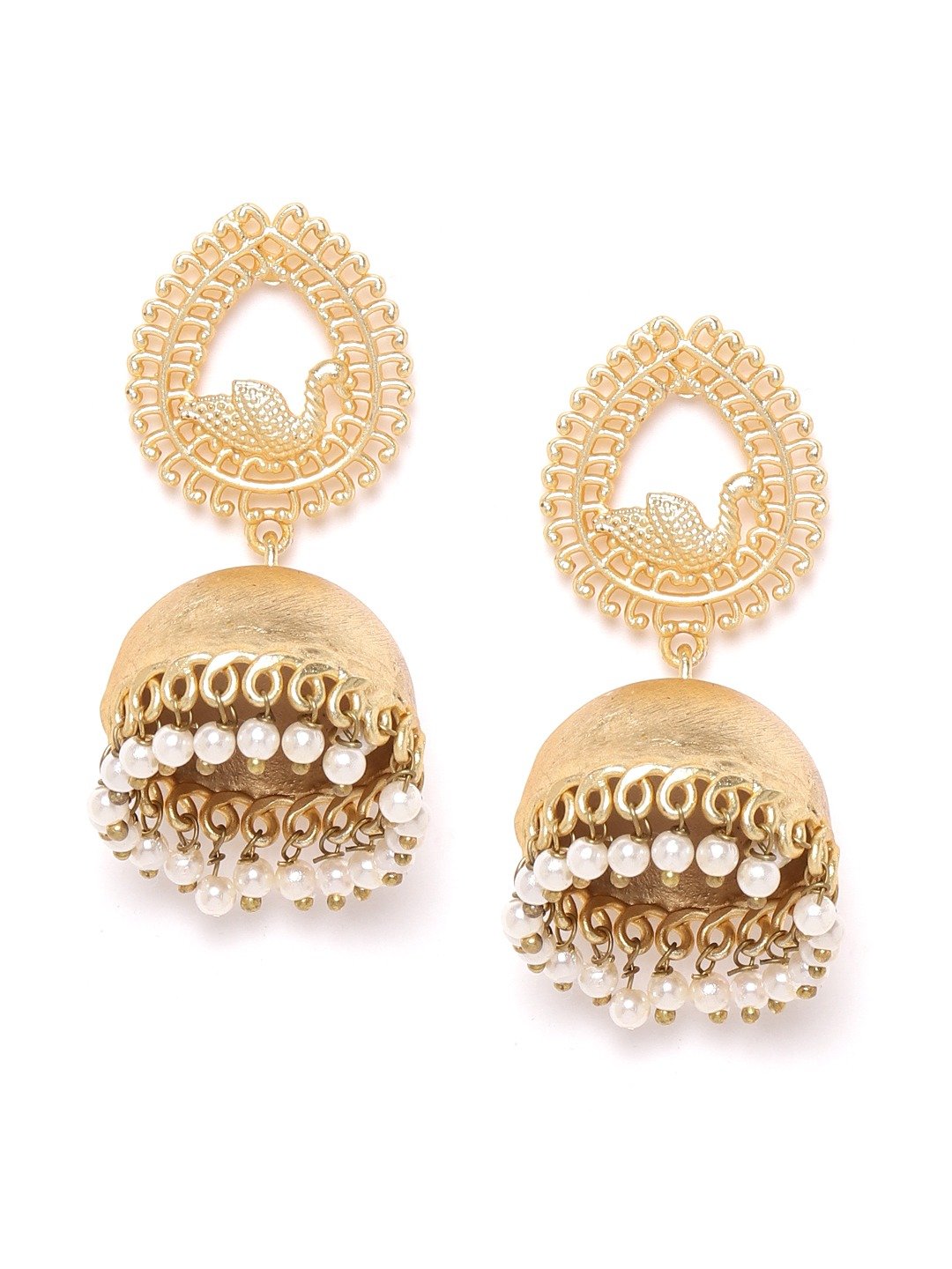 Small Handcrafted Gold Swan Petal Jhumki