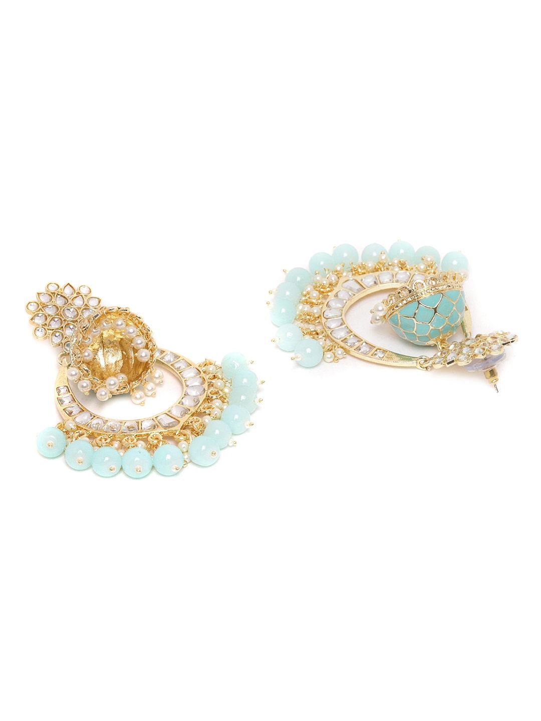 Turquoise Kundan & Beaded Handcrafted Jhumka