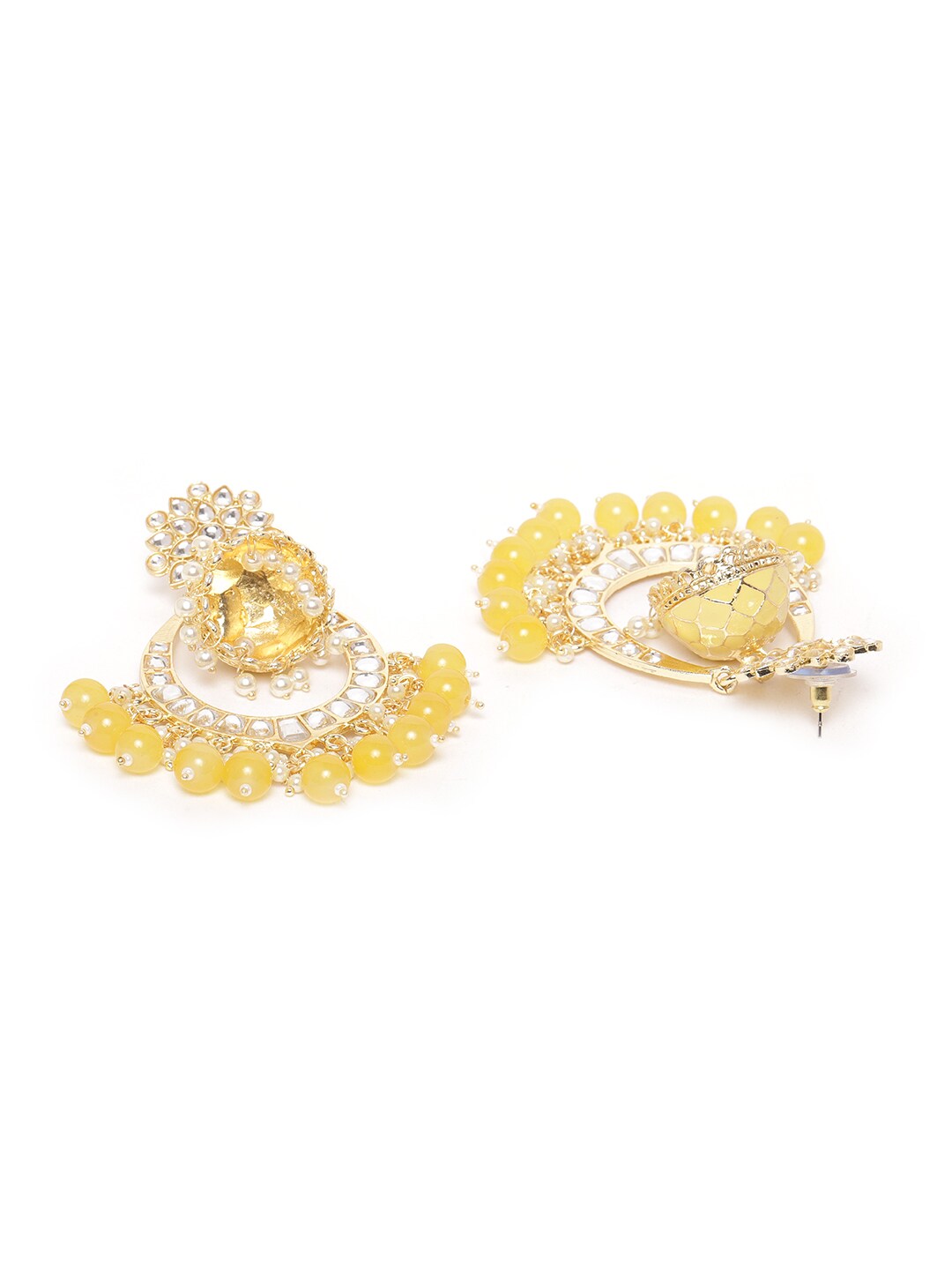 Yellow Kundan & Beaded Handcrafted Jhumka