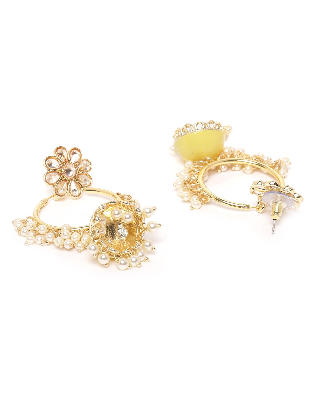 Yellow Floral Hoop Handcrafted Beaded Jhumka