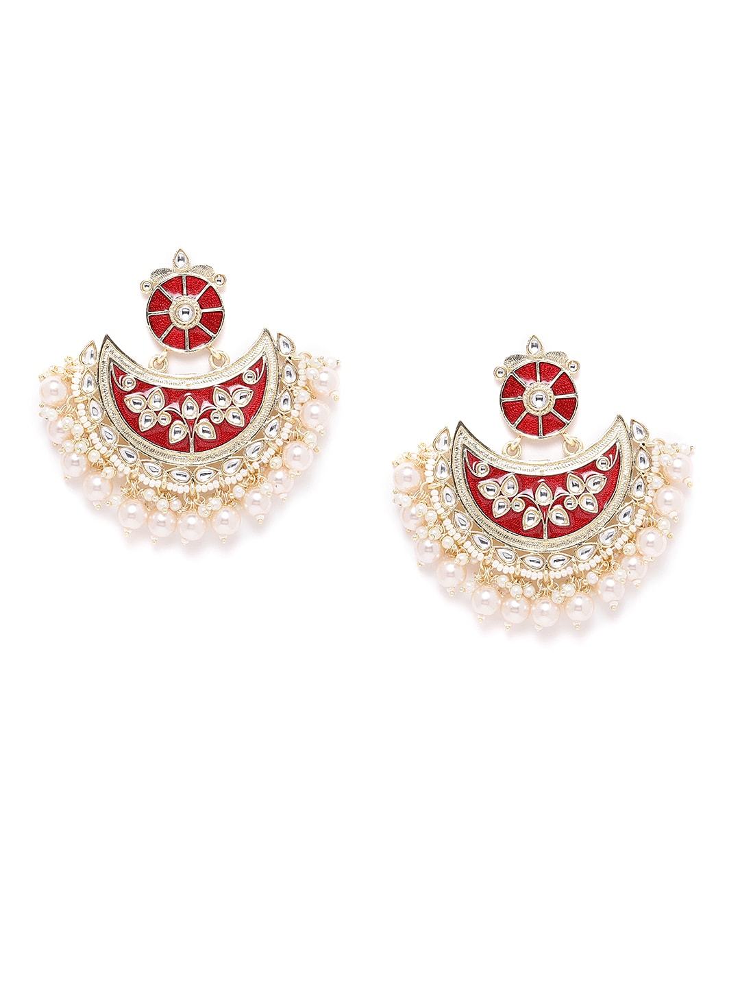 Maroon Crescent Shaped Chandbalis