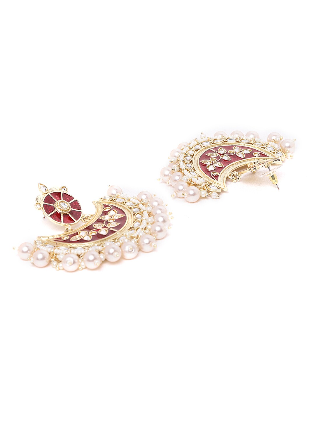 Maroon Crescent Shaped Chandbalis