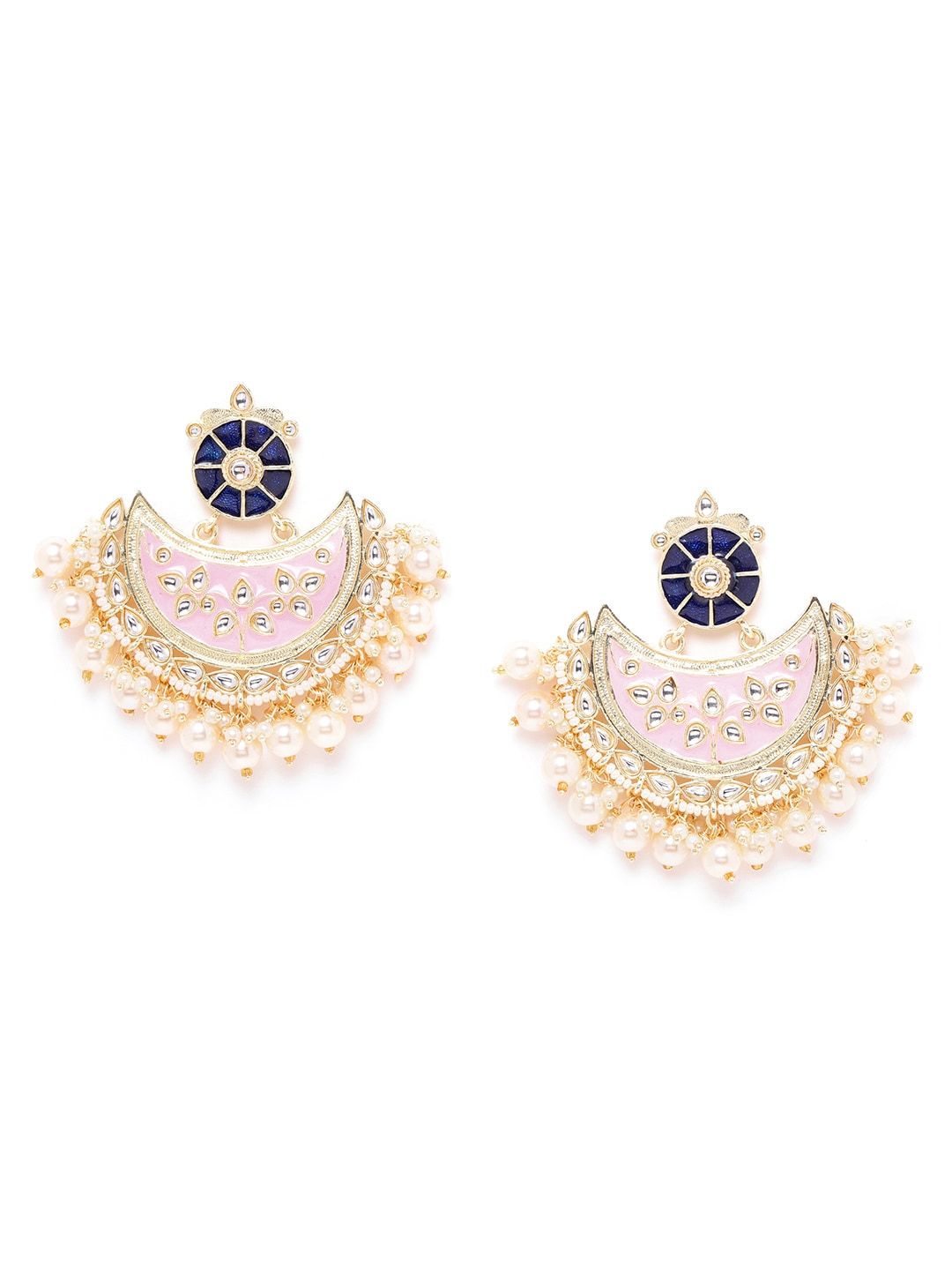 Pink Crescent Shaped Chandbalis