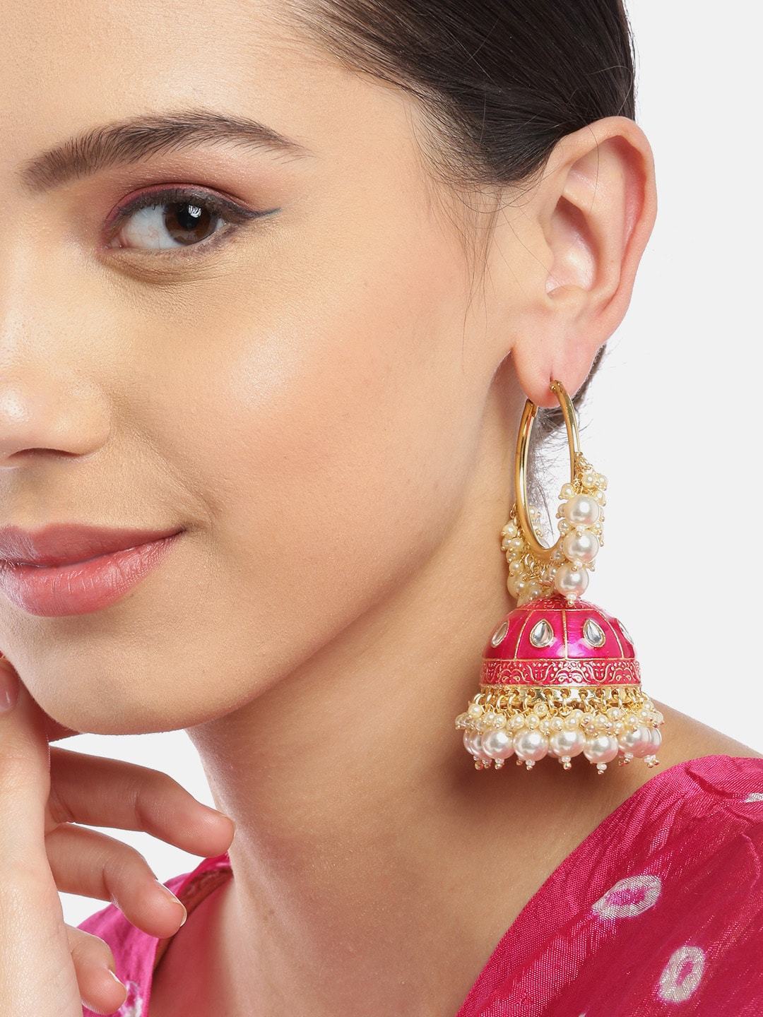 Pink Hoop & Dome Handcrafted Jhumka