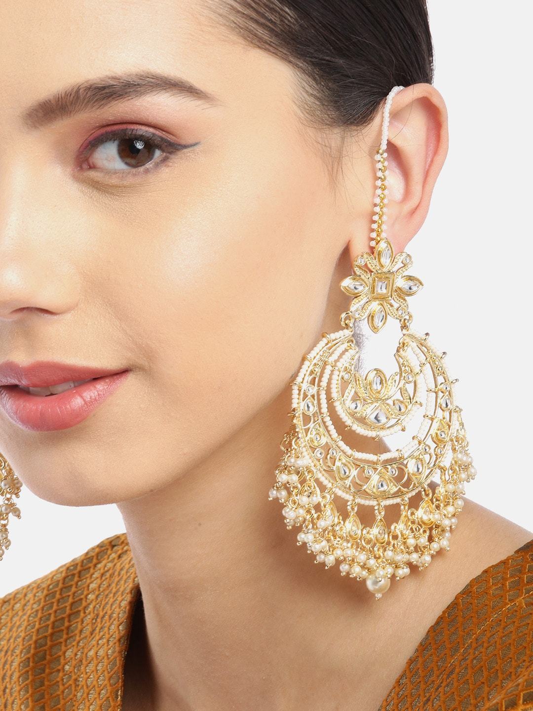 Off-White Chandbalis with Ear Chain
