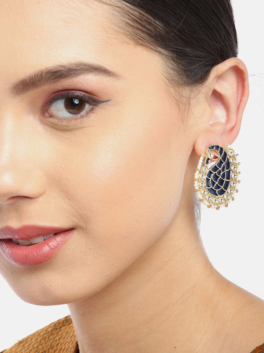 Dark Blue Handcrafted Peacock Earrings