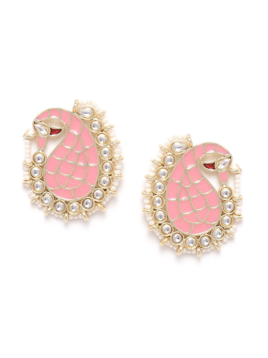 Pink Handcrafted Peacock Earrings