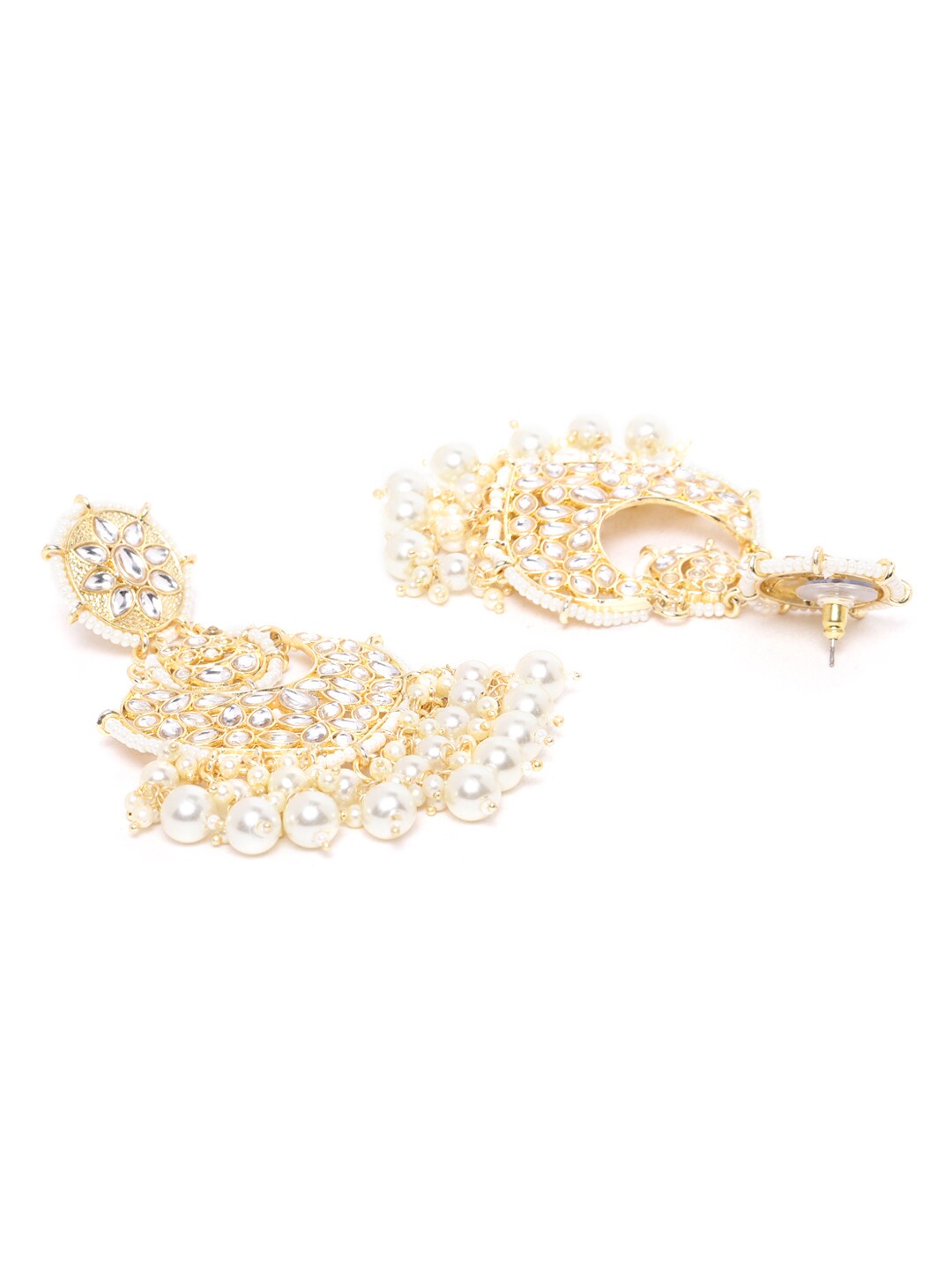 Golden Kundan & Pearl Drop Earrings