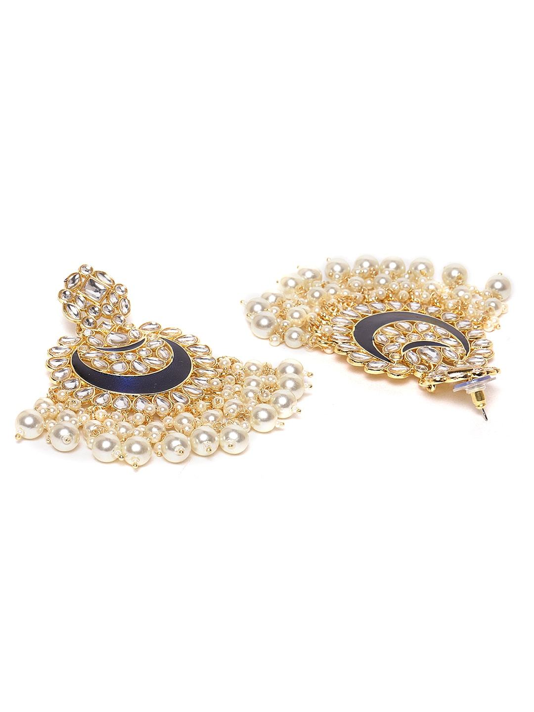 Dark Blue Kundan & Beaded Enamelled Necklace Set