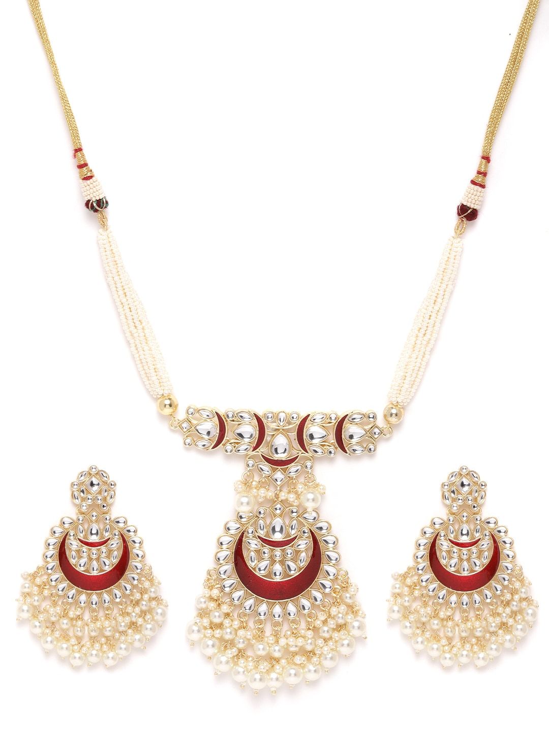 Maroon Kundan & Beaded Enamelled Set