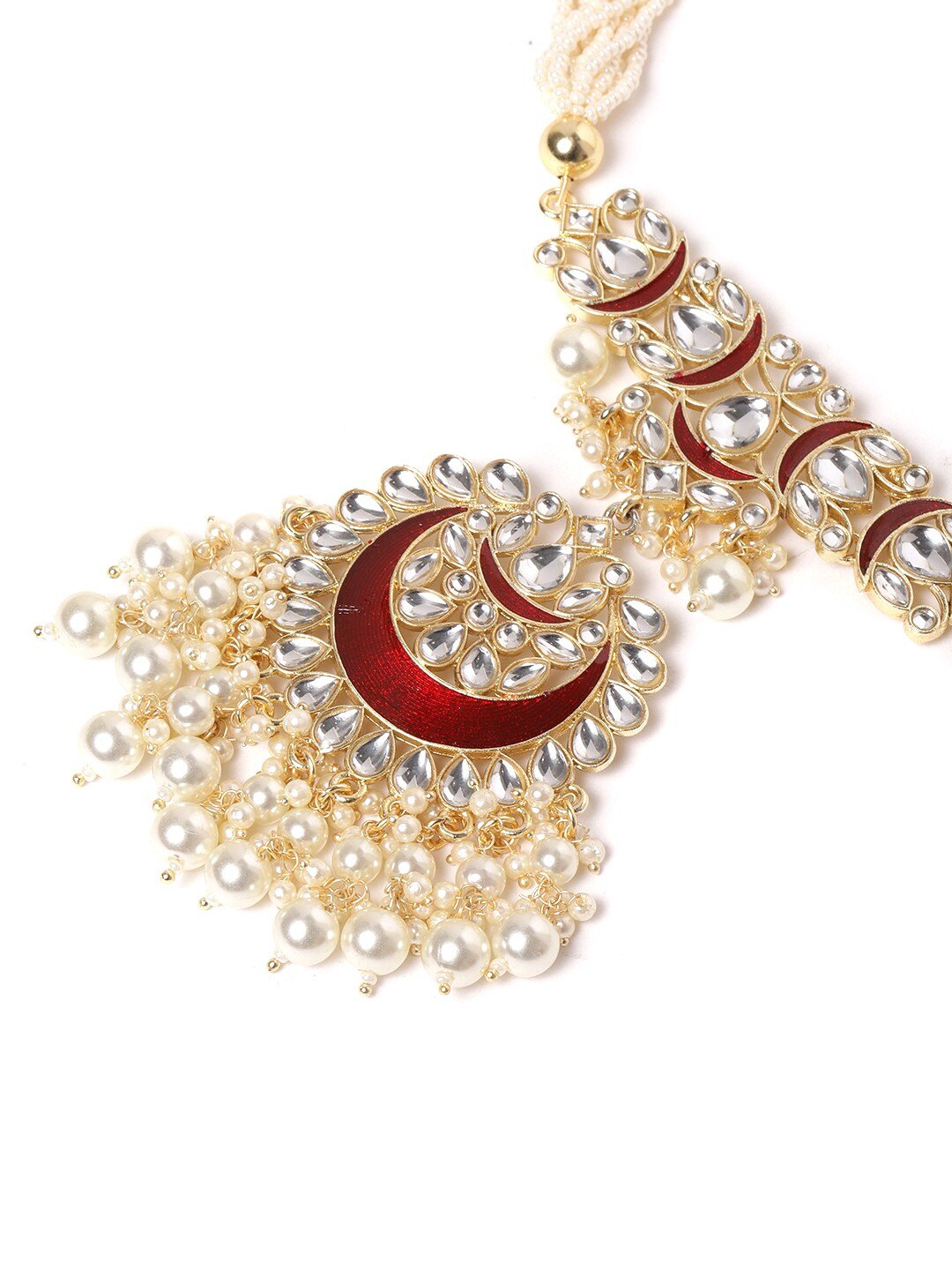 Maroon Kundan & Beaded Enamelled Set