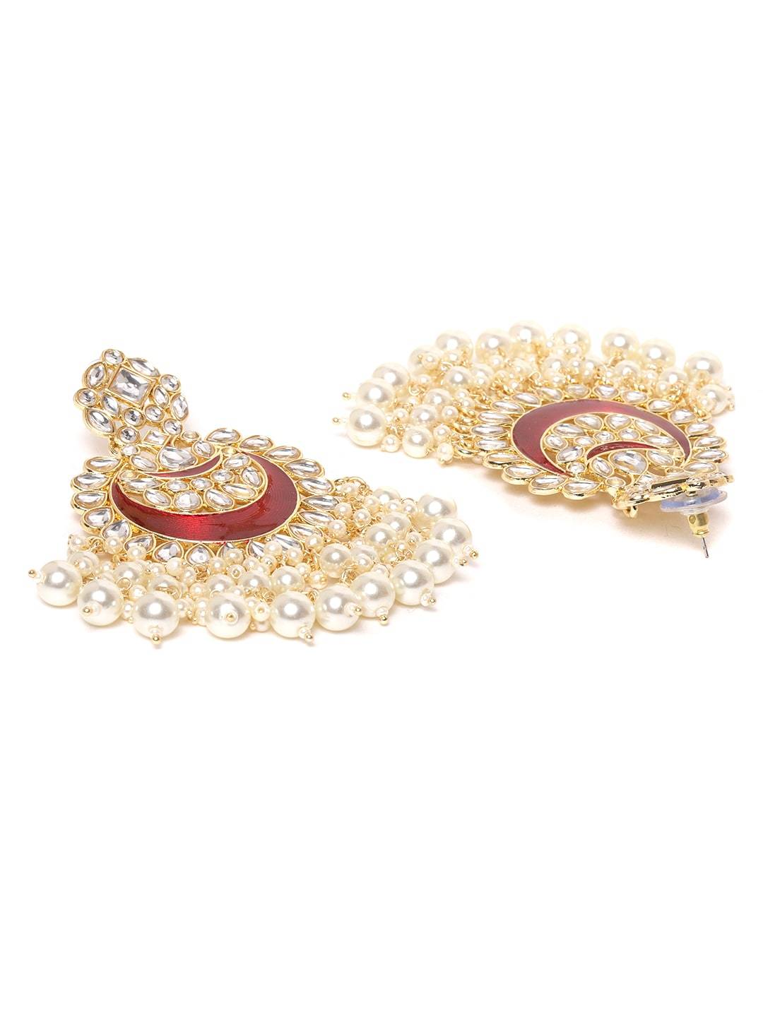 Maroon Kundan & Beaded Enamelled Set