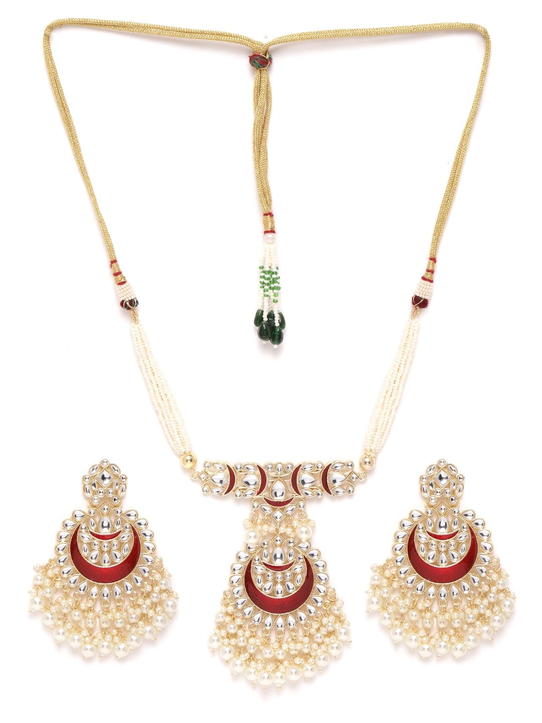 Maroon Kundan & Beaded Enamelled Set