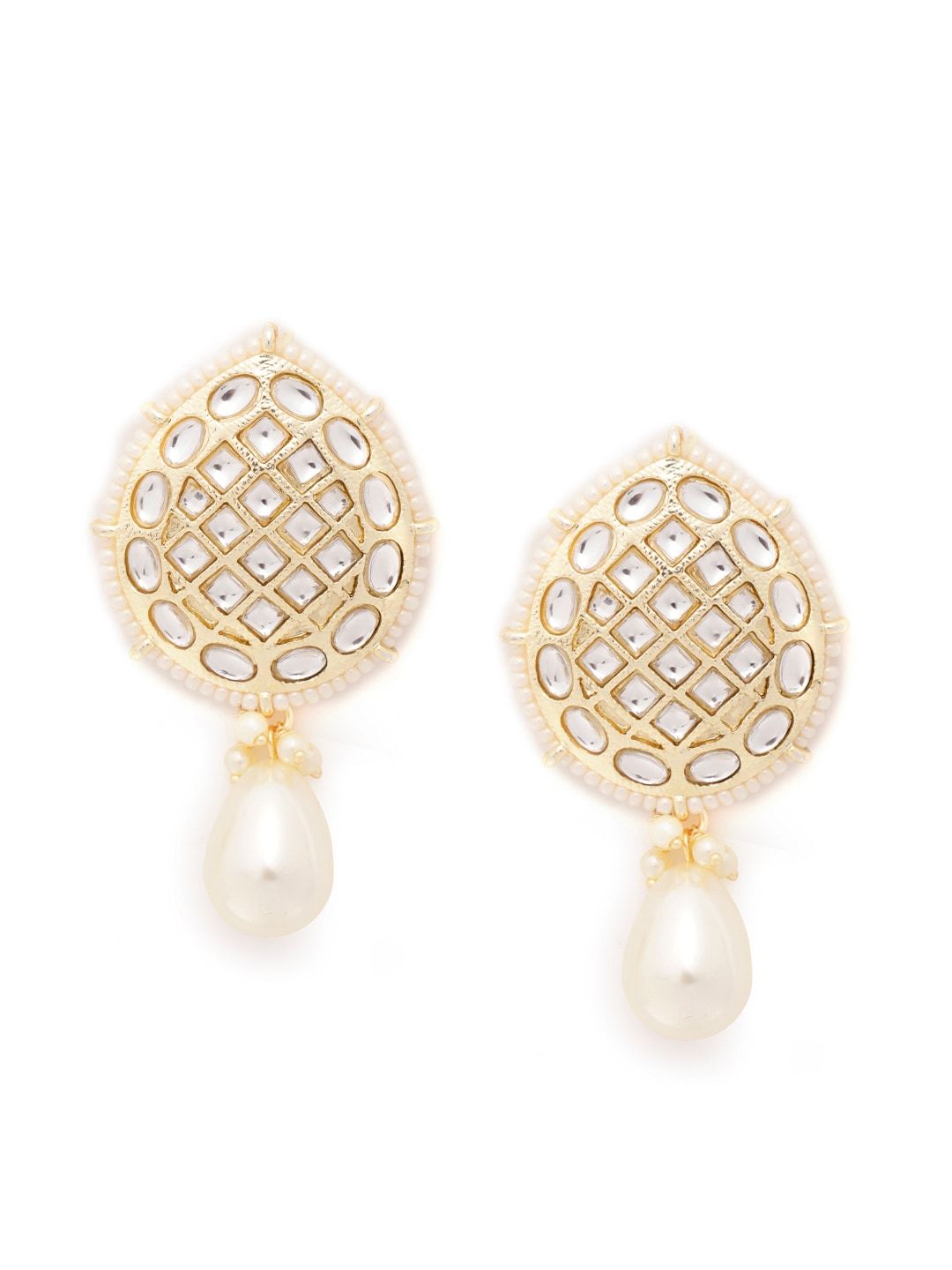 Studded Handcrafted Teardrop Earrings