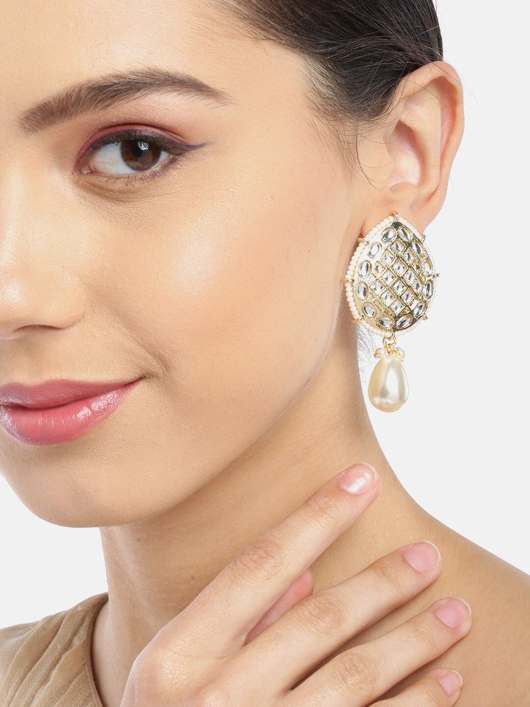 Studded Handcrafted Teardrop Earrings