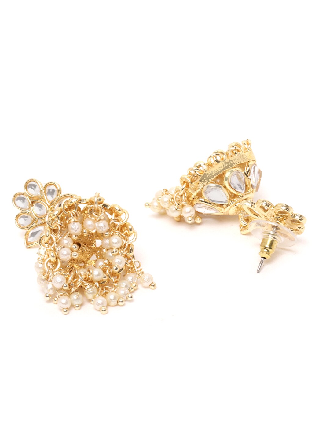 White Studded Handcrafted Floral Jhumki