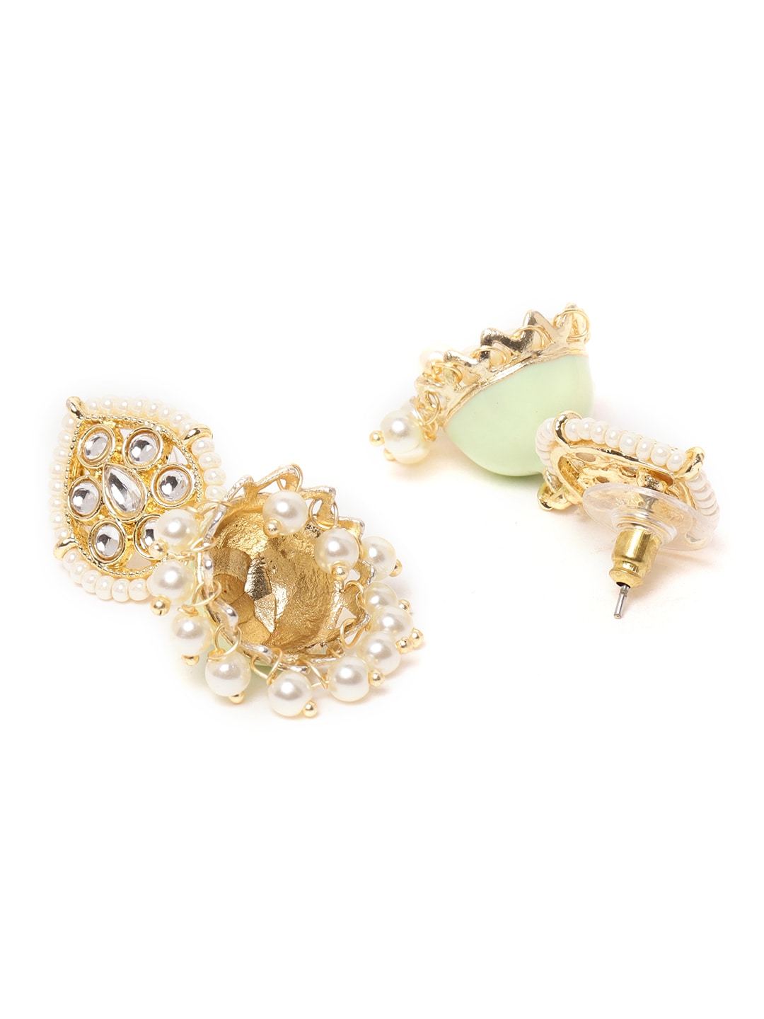 Mint Green Beaded Petal Handcrafted Jhumki