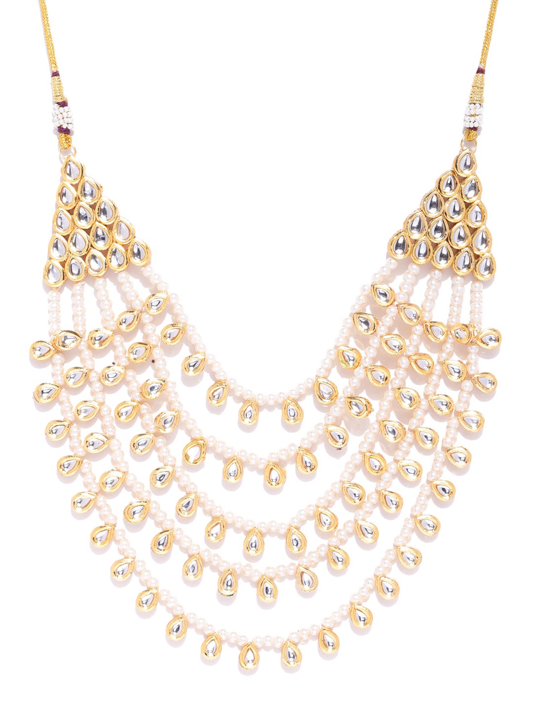 Off-White Kundan & Beaded Multi-Strand Necklace Set