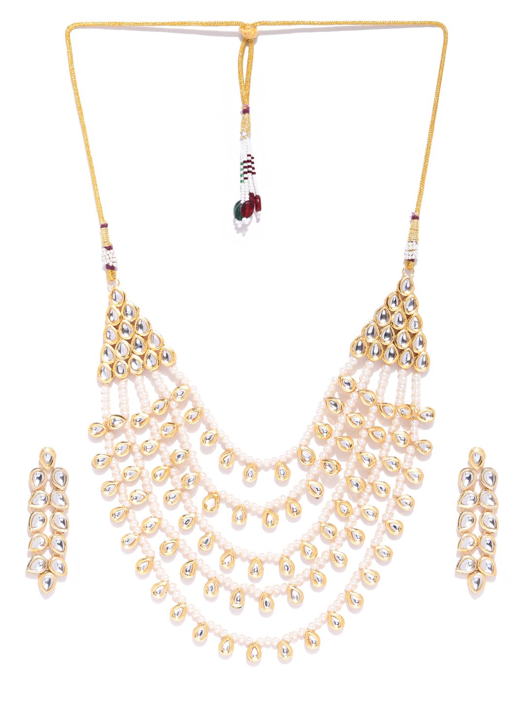 Off-White Kundan & Beaded Multi-Strand Necklace Set