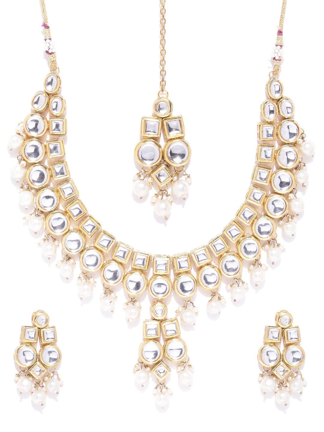 Off-White Classic Kundan & Pearl Necklace Set