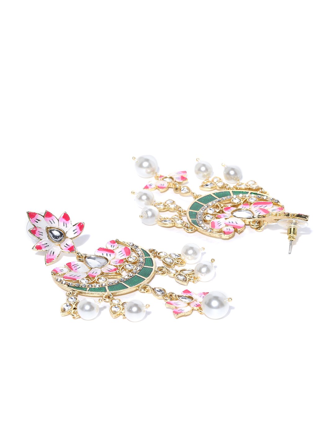 Green & Pink Meenakari Chandbalis