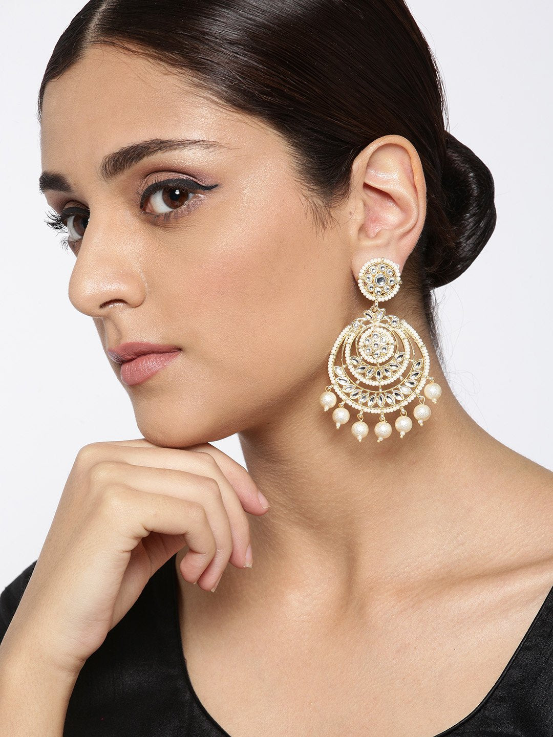 Gold Plated Kundan Classic Drop Earrings