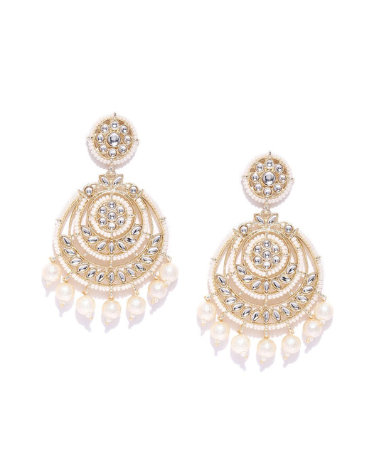 Gold Plated Kundan Classic Drop Earrings