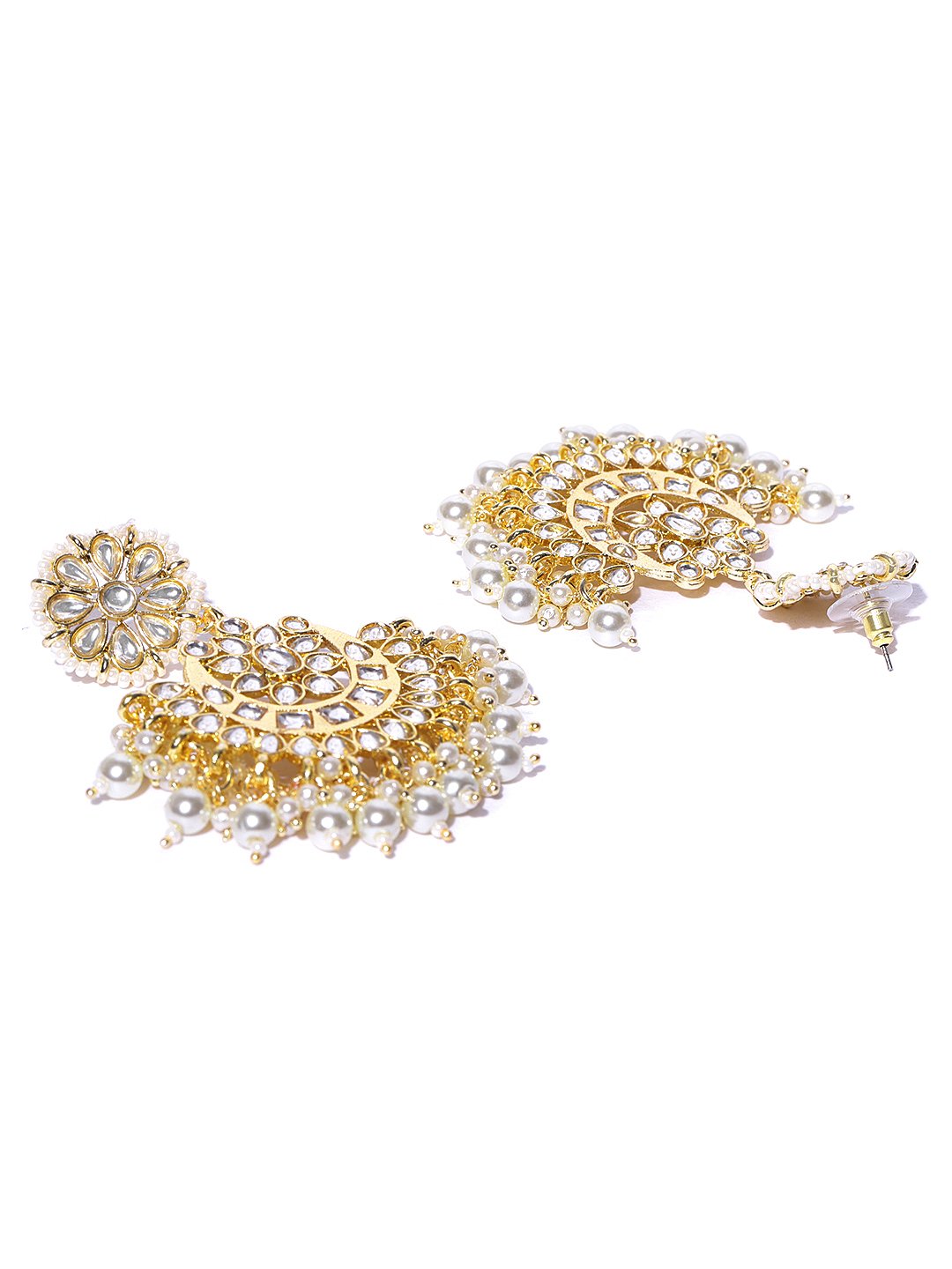 Off-White Beaded Crescent Necklace & Earring Set