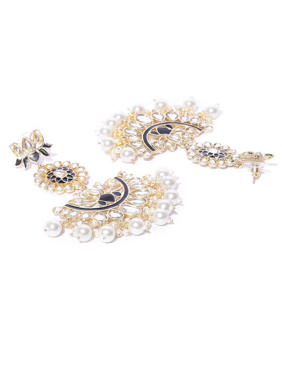 Black Ethnic Lotus Flower Crescent Jhumka