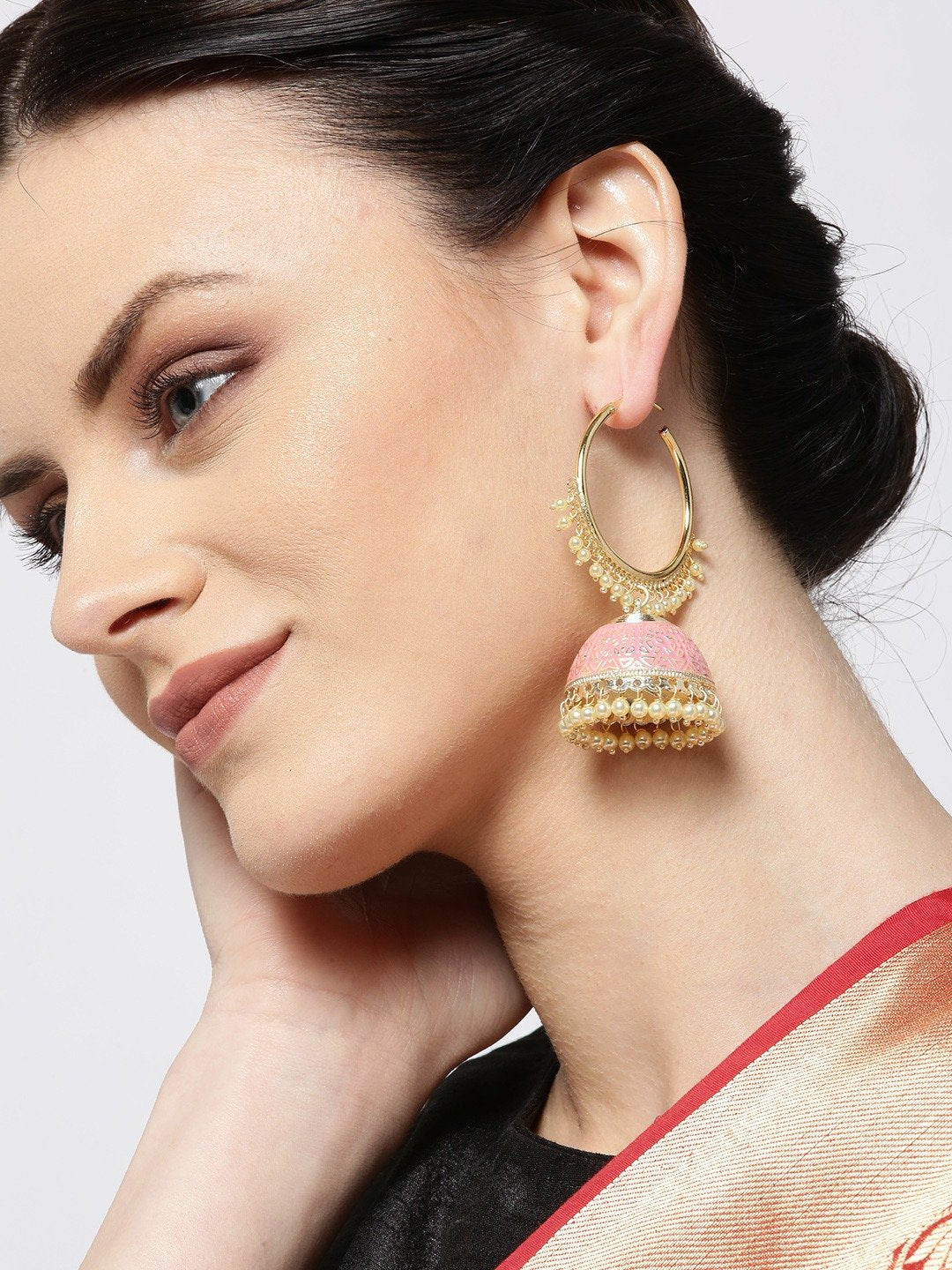 Pink & Gold Hoop Jhumka