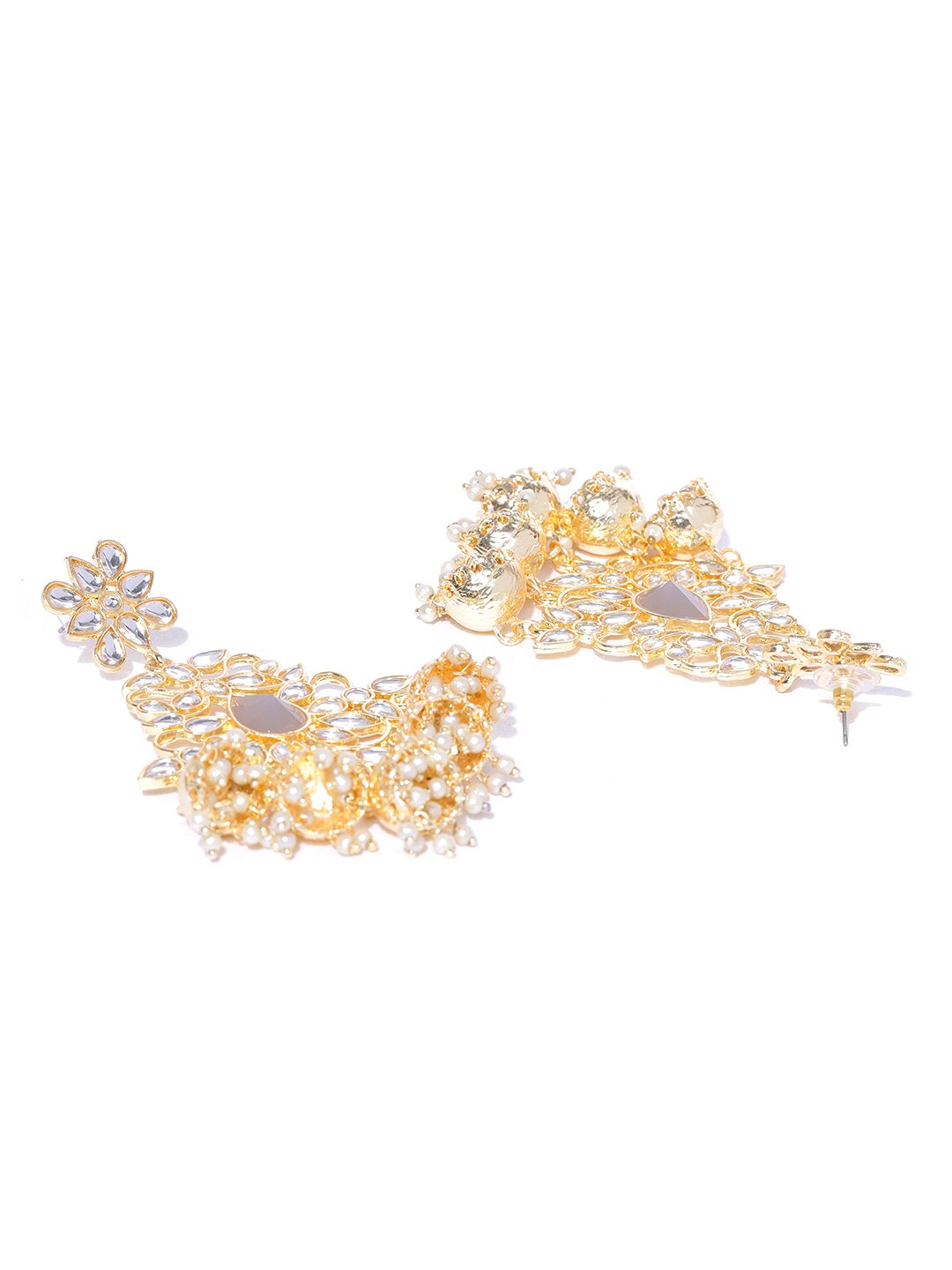 Gray Off-White Kundan Dangling Jhumki