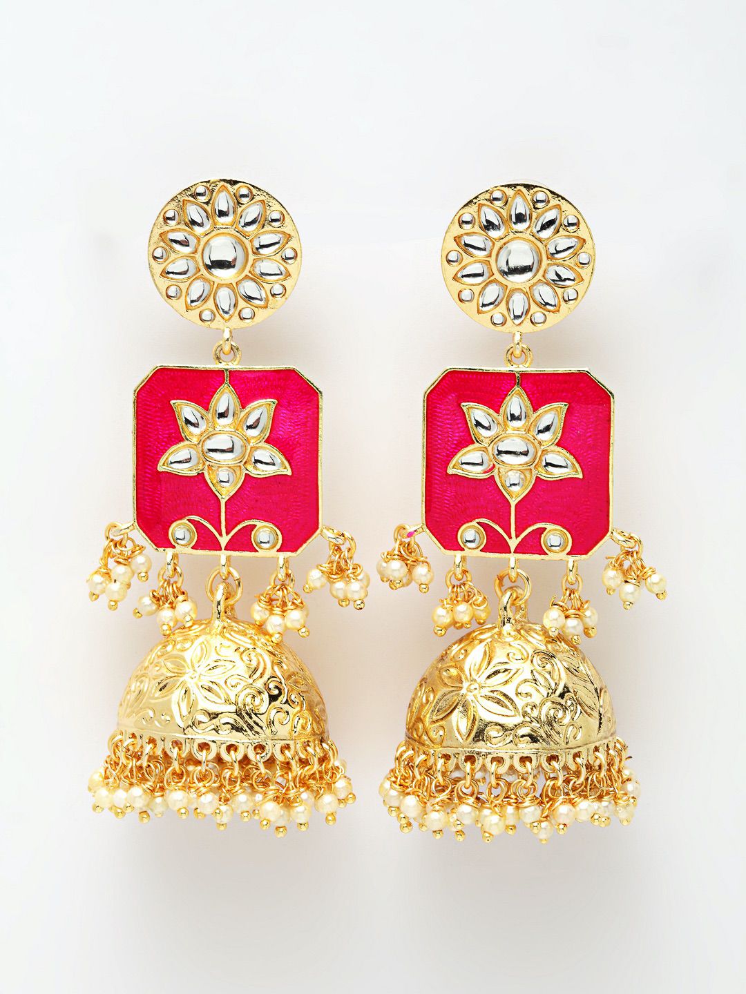 Pink Lotus Flower Jhumka