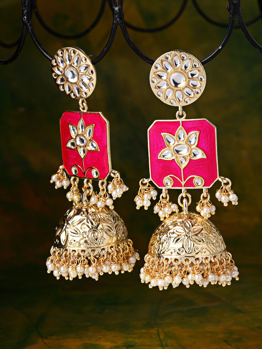 Pink Lotus Flower Jhumka