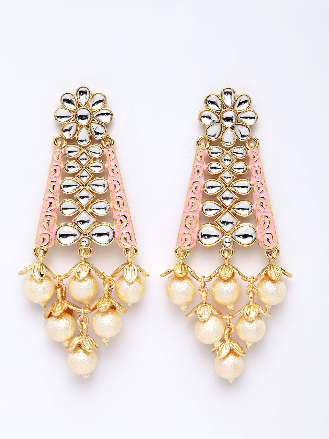 Baby Pink Stone Studded Danglers