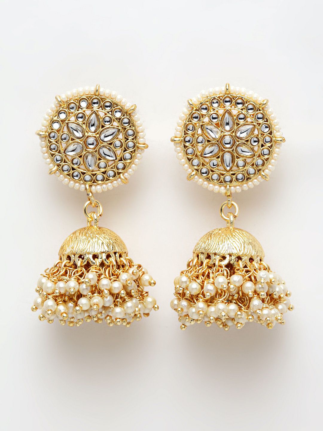Round Flower Kundan Jhumki