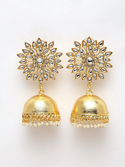 Floral Motif Kundan Dome Jhumki