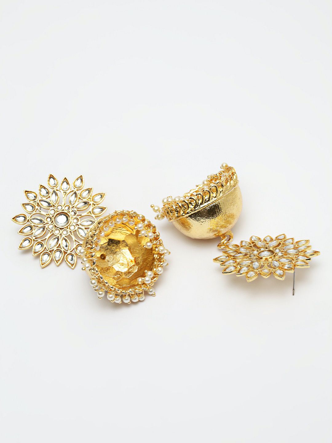 Floral Motif Kundan Dome Jhumki