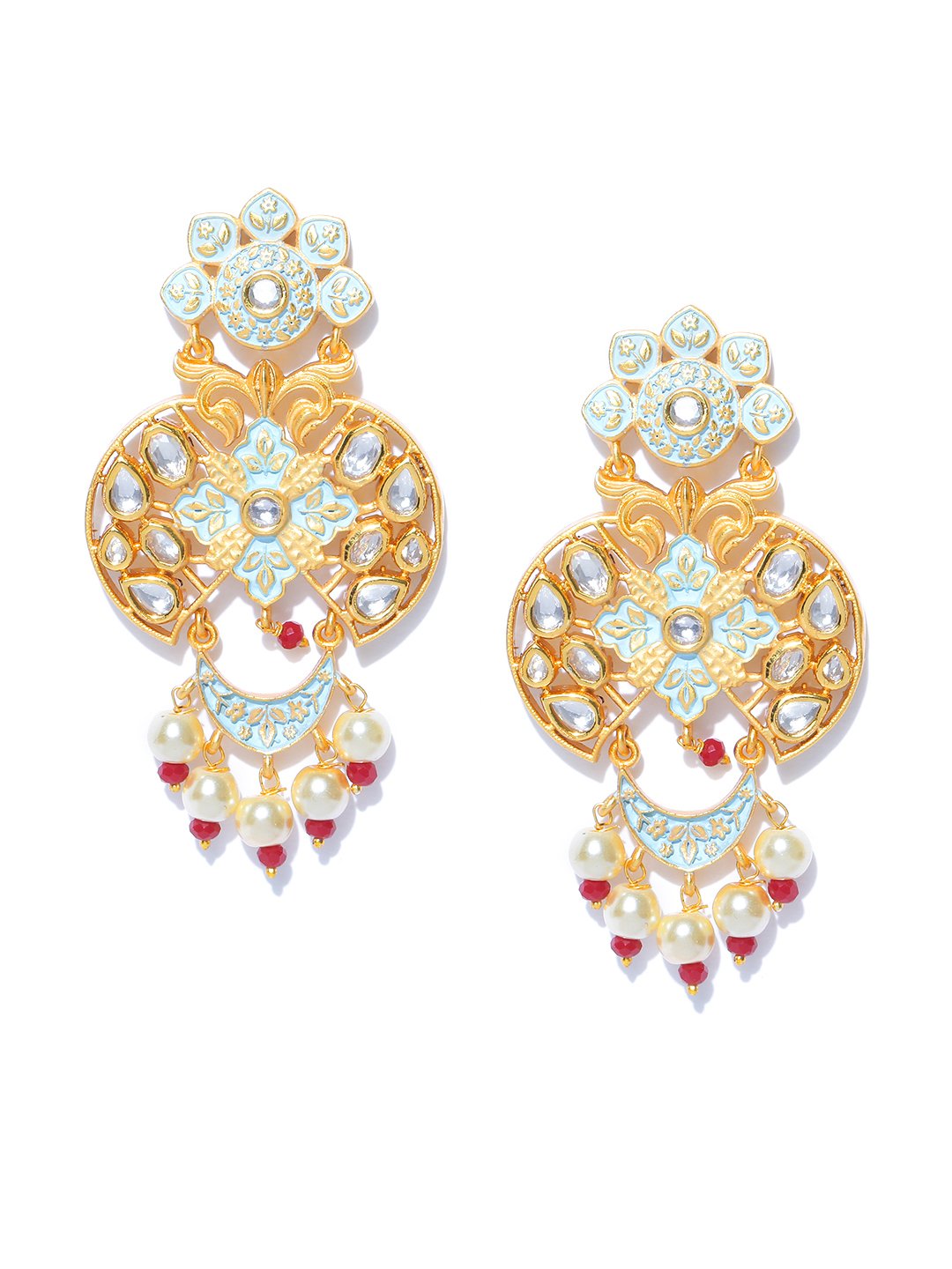 Light Blue Kundan Studded Handcrafted Earrings