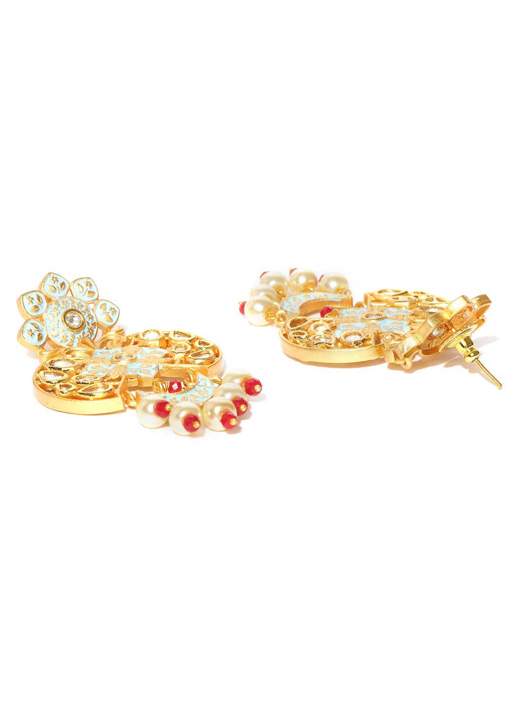 Light Blue Kundan Studded Handcrafted Earrings