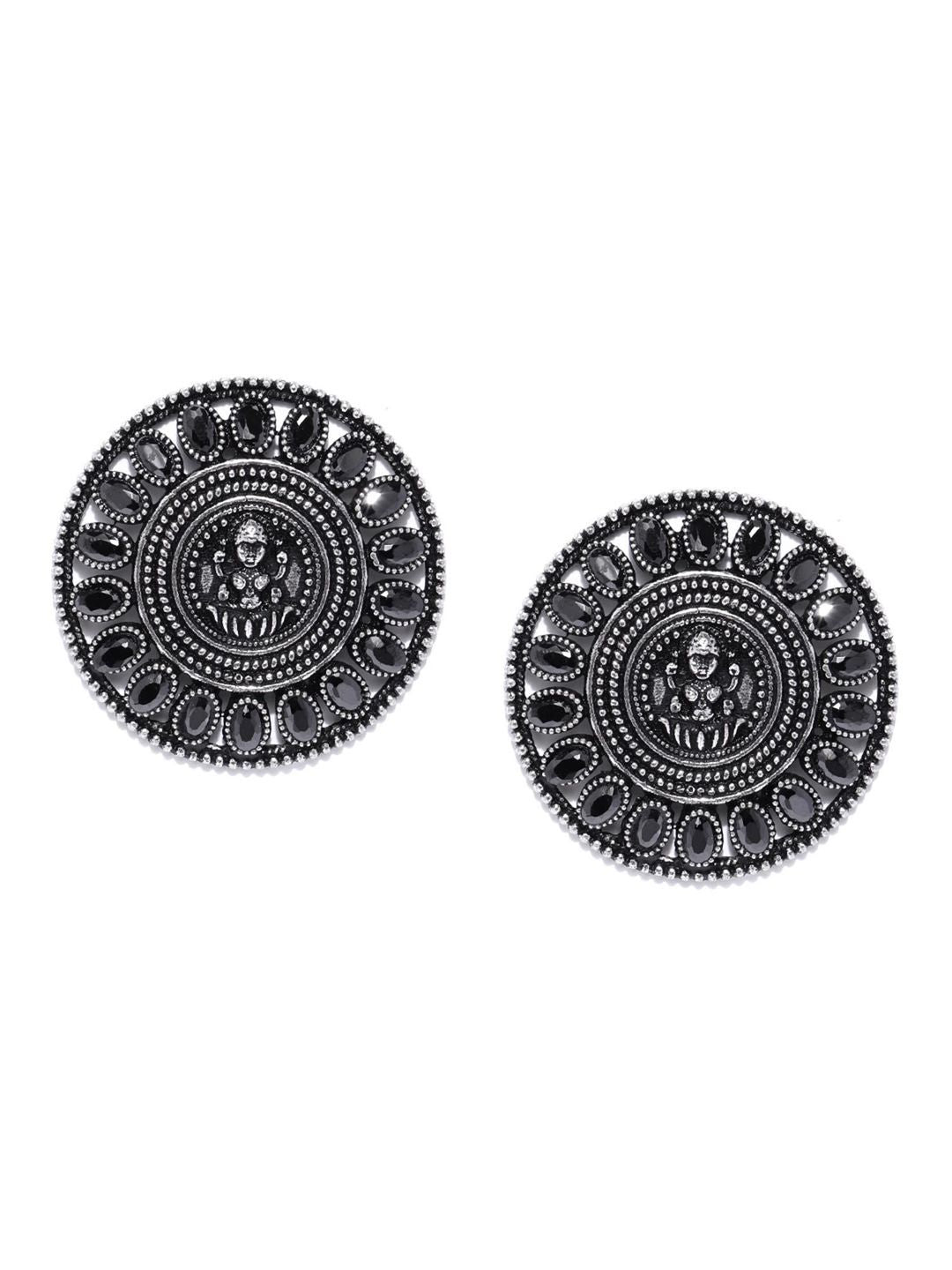 Black Oxidized Circular Studs Earring