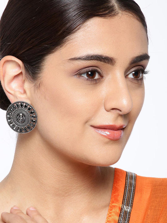 Black Oxidized Circular Studs Earring