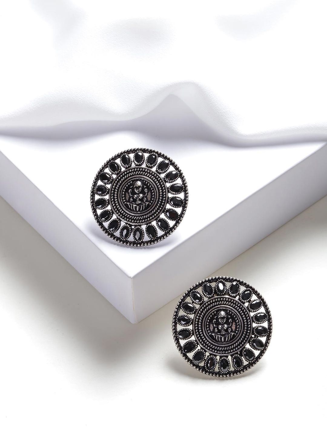 Black Oxidized Circular Studs Earring